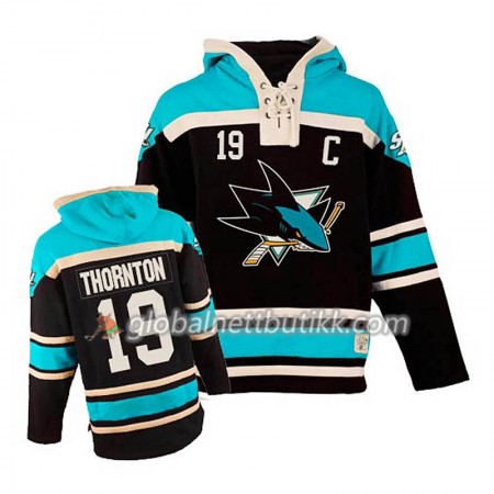 San Jose Sharks Joe Thornton 19 Svart Sawyer Hooded Sweatshirt - Herre